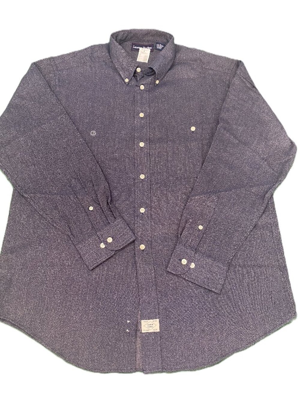 NWT Lawton Harbor Men's XL Button Down Eclipse Blue Herringbone Shirt